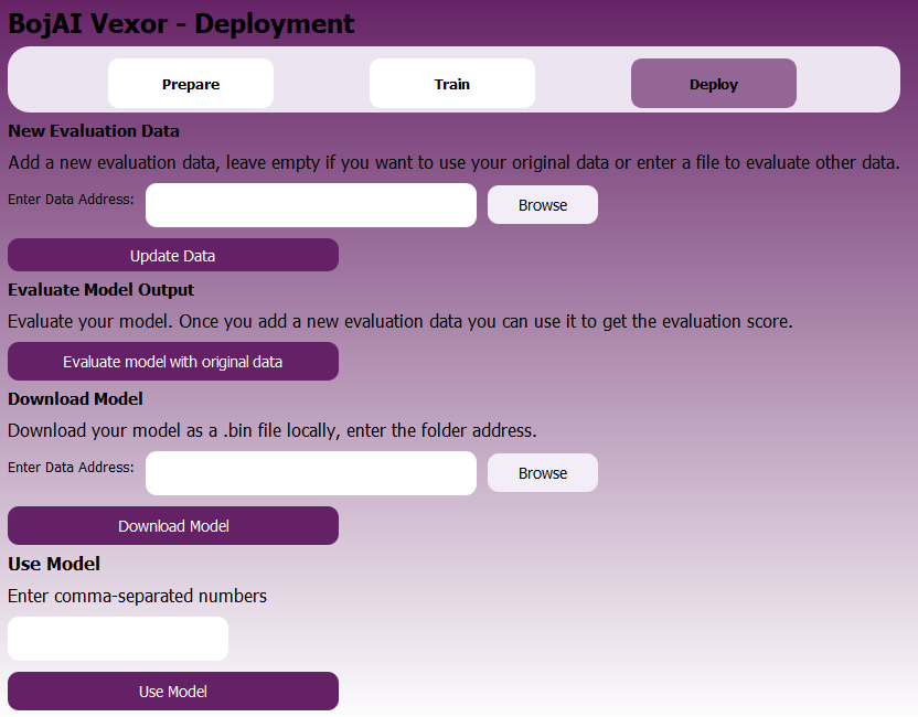 Deploy step UI