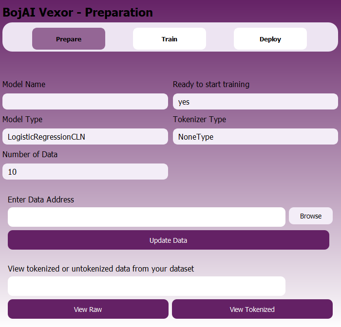 Prepare step UI
