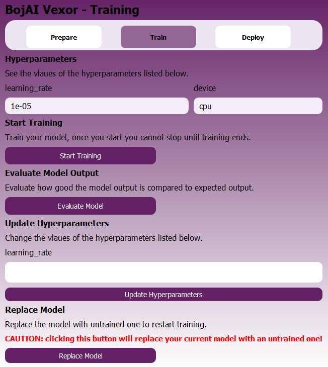 Train step UI